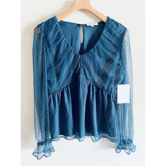 Anthropologie lined lace Balloon Sleeve Blouse top NWT‎ Calligraphie size M - Picture 1 of 5